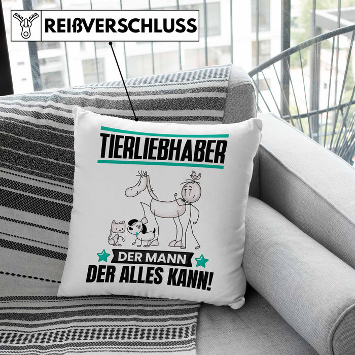 Tierwohlhaber Kissen mit Füllung 40x40 Geschenk für Tierwohlhaber Der Mann Der Alles Kann Geschenkidee zum Geburtstag (Grau) Rosa Trendation