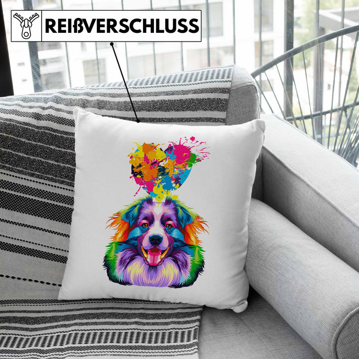 Australian Shepherd Herz Farbe Besitzer Kissen mit Füllung 40x40 Geschenk Lustiger Spruch Geschenkidee Australian Shepherd Liebhaber (Grau) Grün Trendation