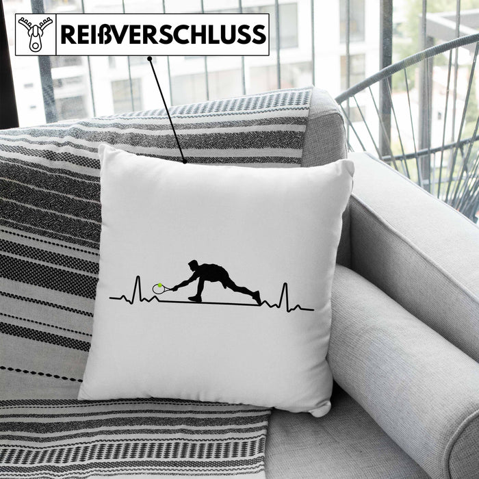 Tennis Herzschlag Geschenk Trainer Coach Tennisspieler Geschenkidee Kissen mit Füllung 40x40 (Grau) Blau Trendation