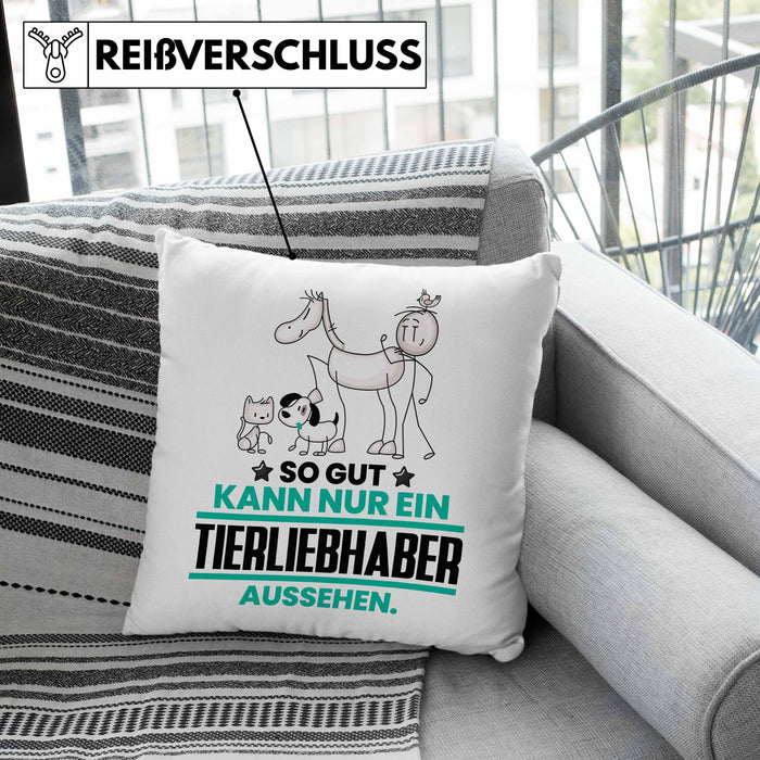 Tierwohlhaber Geschenk Kissen mit Füllung 40x40 So Gut Kann Nur Ein Tierwohlhaber Aussehen Geschenkidee (Grau) Grau Trendation