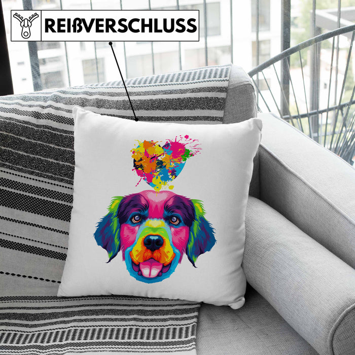 Golden Retriever Herz Farbe Besitzer Kissen mit Füllung 40x40 Geschenk Lustiger Spruch Geschenkidee Golden Retriever Liebhaber (Grau) Rosa Trendation