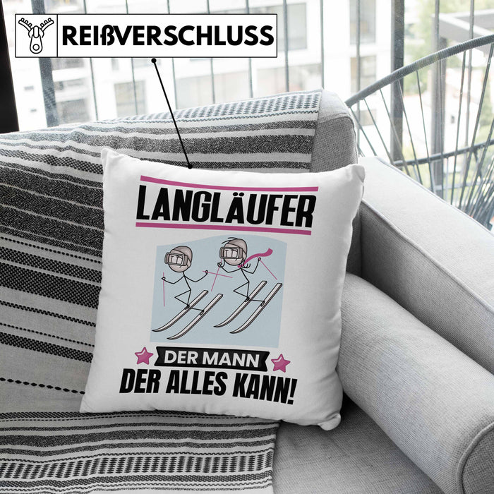 Langläufer Kissen mit Füllung 40x40 Geschenk für Langläufer Der Mann Der Alles Kann Geschenkidee zum Geburtstag (Grau) Grün Trendation