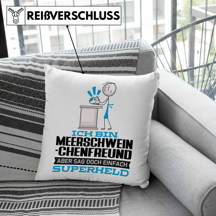 Meerschweinchenfreund Geschenk Kissen mit Füllung 40x40 Ich Bin Meerschweinchenfreund Aber Sag Doch Einfach Superheld Lustige Geschenkdiee für Meerschweinchenfreund (Grau) Grün Trendation