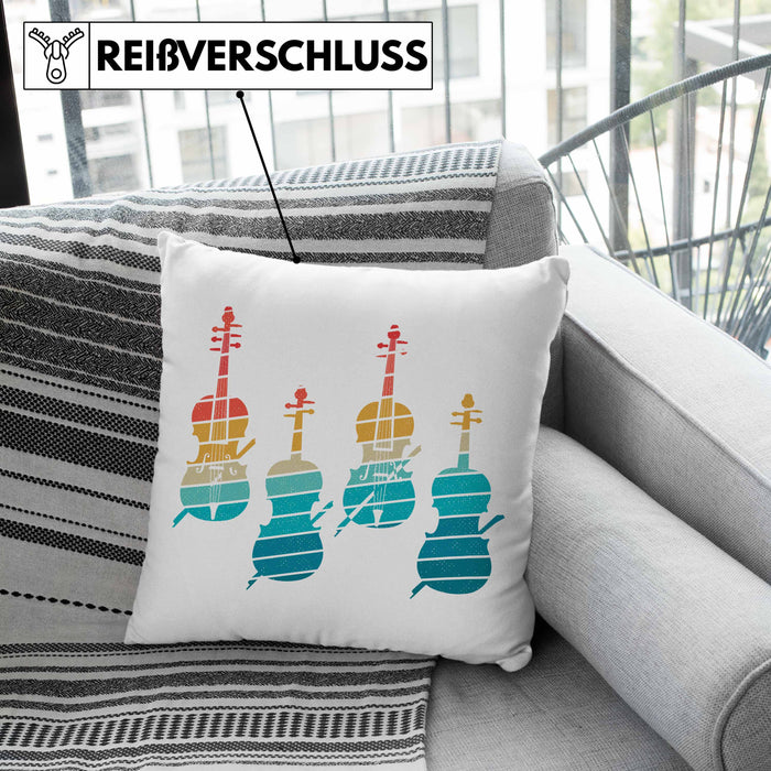 Geigenspieler Geschenk Kissen mit Füllung 40x40 Geigenspielerin Geigen Grafik Retro (Grau) Rosa Trendation