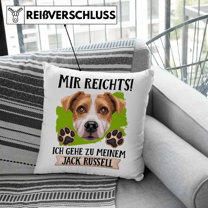 Jack Russel Besitzer Kissen mit Füllung 40x40 Geschenk Lustiger Spruch Geschenkidee Mir Reichts Ich Geh Zu Meinem Jack Russel (Grau) Blau Trendation