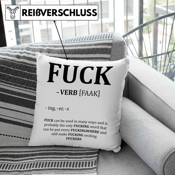 F*** Kissen mit Füllung 40x40 Geschenk Schimpfwort 18+ Geschenkidee Männer Frauen Arbeitskollege Geschenkidee (Grau) Grau Trendation