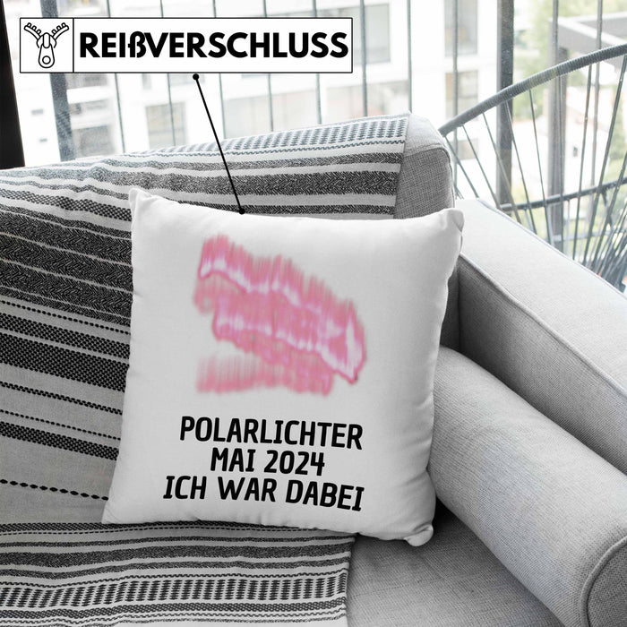 Polarlichter 2024 Kissen mit Füllung 40x40 Geschenk Ich War Dabei Polar-Lichter Polarlicht Heute Nochmal Polarlichter Kaffee-Kissen mit Füllung 40x40 (Grau) Blau Trendation
