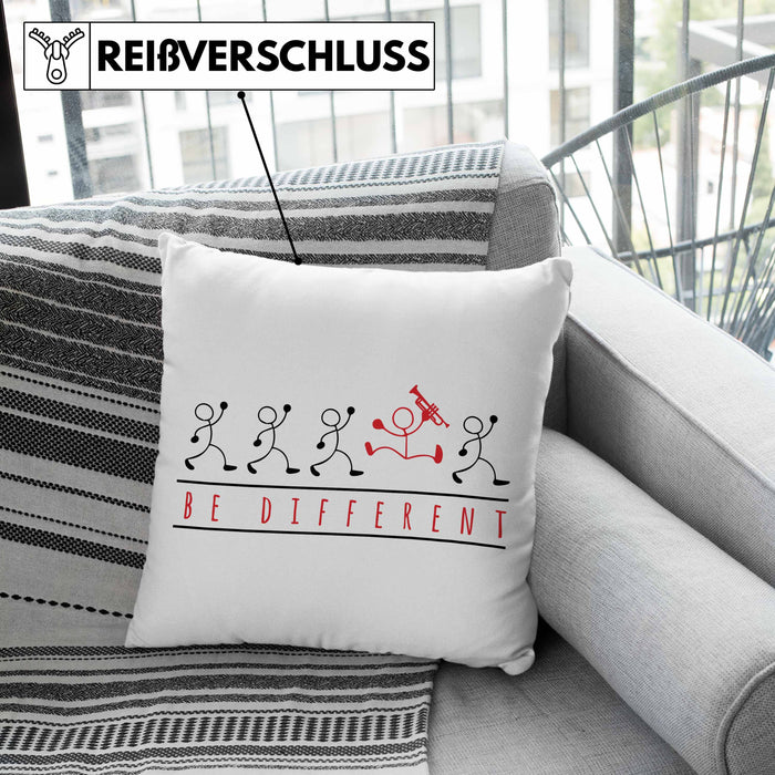 Posaunist Kissen mit Füllung 40x40 Geschenk Sei Anders Posaune Kaffee Geschenkidee Lustig (Grau) Rosa Trendation