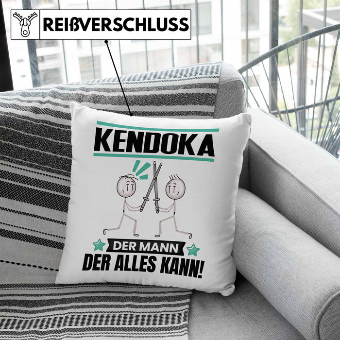 Kendoka Kissen mit Füllung 40x40 Geschenk für Kendoka Der Mann Der Alles Kann Geschenkidee zum Geburtstag (Grau) Blau Trendation