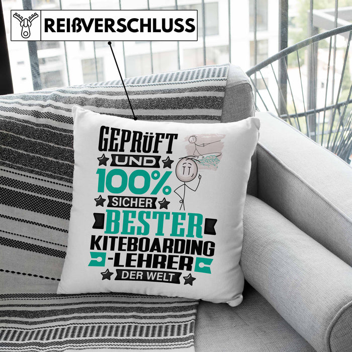 Kiteboarding-Lehrer Geschenk Lustiger Spruch für Kiteboarding-Lehrer Geschenkidee Bester Kiteboarding-Lehrer Der WeltKissen mit Füllung 40x40 (Grau) Rosa Trendation