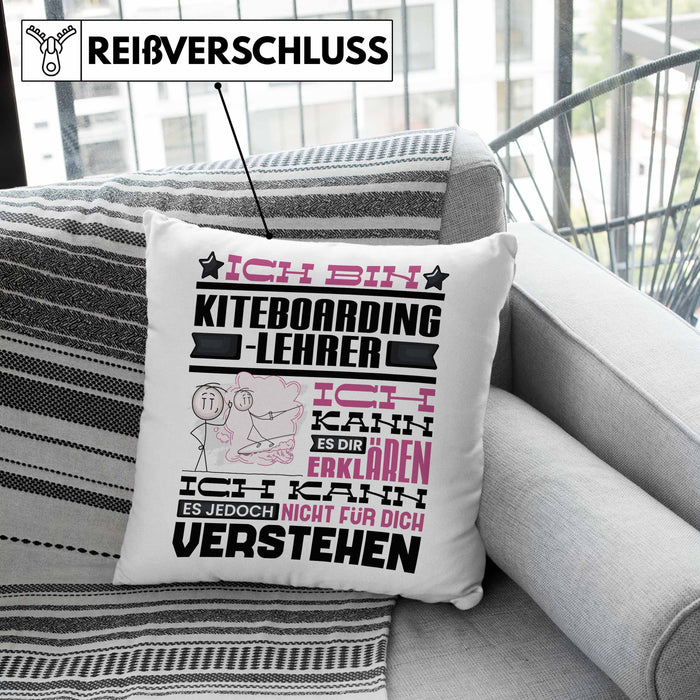 Kiteboarding-Lehrer Geschenk Kaffee-Kissen mit Füllung 40x40 Geschenkidee für Kiteboarding-Lehrer Ich Bin Kiteboarding-Lehrer Ich Kann Es Dir Erklären Jedoch Nicht Für Dich Verstehen Spruch Lustig (Grau) Rosa Trendation