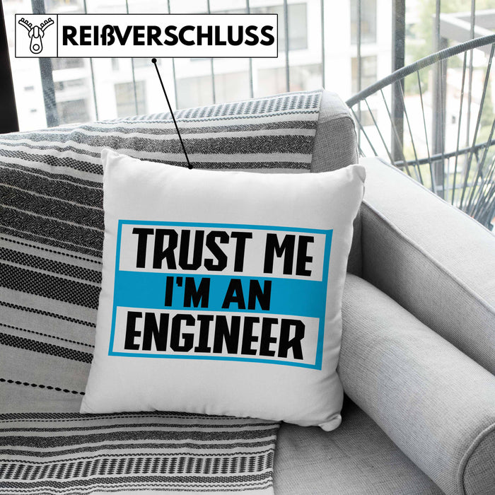 Ingenieur Kissen mit Füllung 40x40 Gadget Geschenk Ingeneur Geschenkidee Lustig (Grau) Grau Trendation