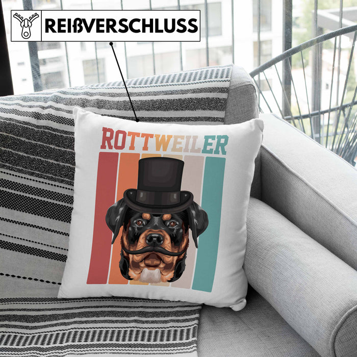 Rottweiler Besitzer Kissen mit Füllung 40x40 Geschenk Lustiger Spruch Geschenkidee Retro Vinatge Rottweiler (Grau) Grau Trendation