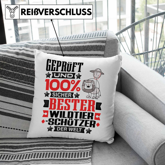 Wildtierschützer Geschenk Lustiger Spruch für Wildtierschützer Geschenkidee Bester Wildtierschützer Der WeltKissen mit Füllung 40x40 (Grau) Blau Trendation