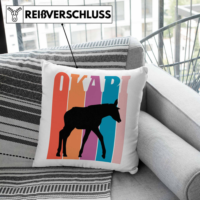 Lustige Okapi Kissen mit Füllung 40x40 Geschenk für Okapi Liebhaber Grafik (Grau) Grau Trendation
