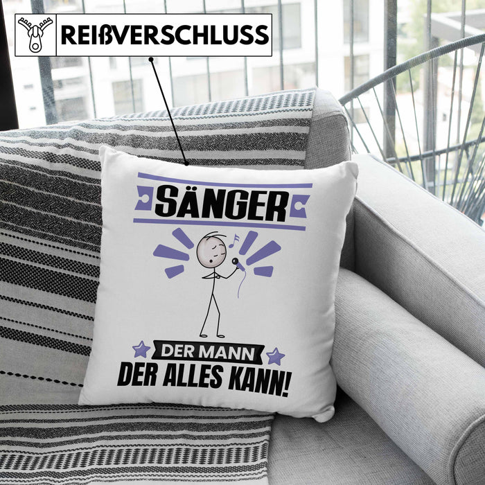 Sänger Kissen mit Füllung 40x40 Geschenk für Sänger Der Mann Der Alles Kann Geschenkidee zum Geburtstag (Grau) Grau Trendation