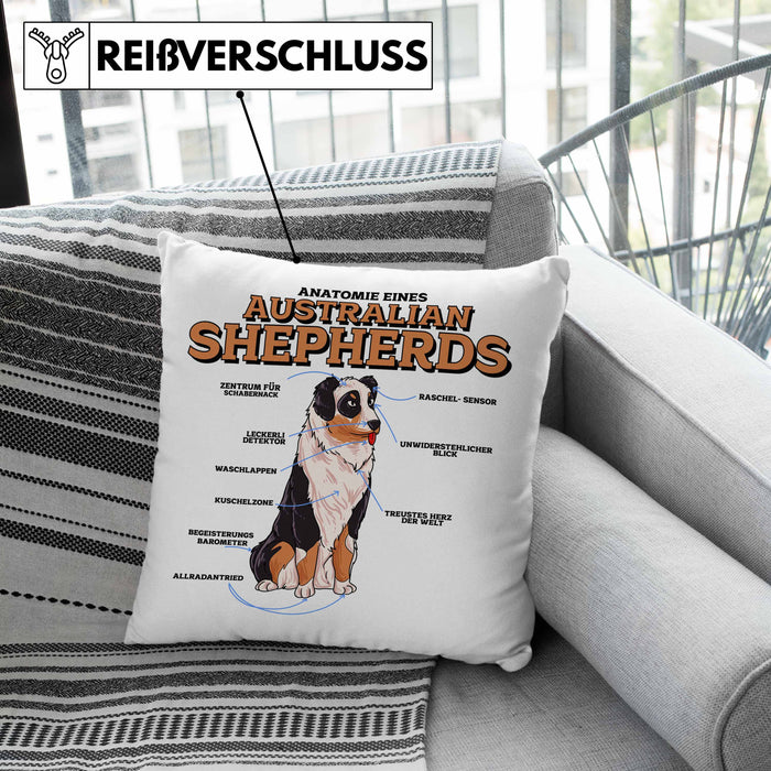 Lustige Kissen mit Füllung 40x40 für Australian Shepherd Liebhaber Geschenkidee (Grau) Grau Trendation