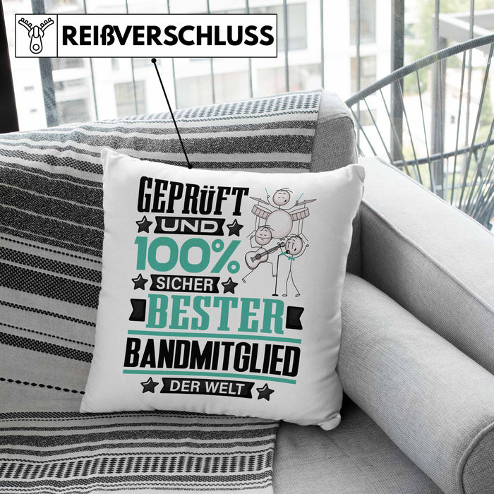 Bandmitglied Geschenk Lustiger Spruch für Bandmitglied Geschenkidee Bester Bandmitglied Der WeltKissen mit Füllung 40x40 (Grau) Rosa Trendation