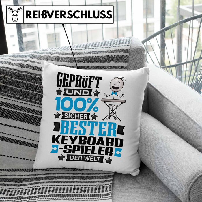 Keyboard-Spieler Geschenk Lustiger Spruch für Keyboard-Spieler Geschenkidee Bester Keyboard-Spieler Der WeltKissen mit Füllung 40x40 (Grau) Blau Trendation