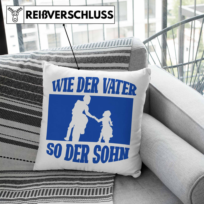 Lustige Motorrad-Kissen mit Füllung 40x40 für Vater und Sohn Geschenk zum Vatertag Wie Der Vater So Der Sohn (Grau) Blau Trendation