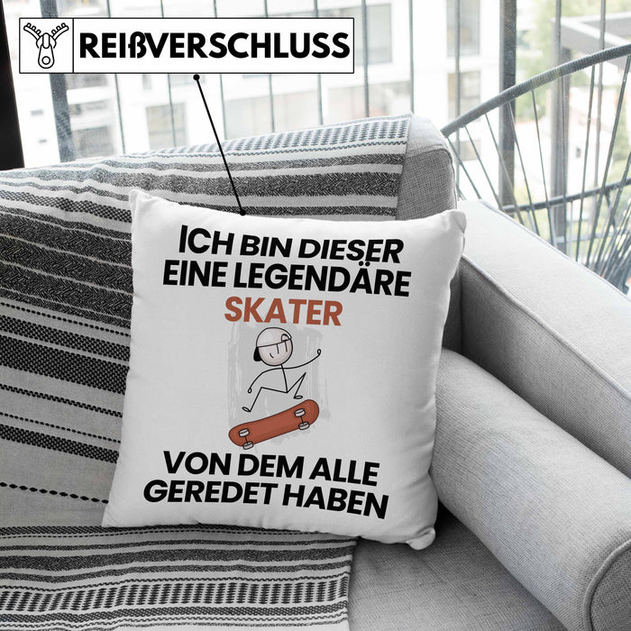 Skater Geschenk Kissen mit Füllung 40x40 Lustige Geschenkidee Geburtstag für Skater Ich Bin Dieser Legendäre Skater Von Dem Alle Geredet Haben (Grau) Rosa Trendation