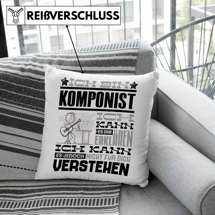 Komponist Geschenk Kaffee-Kissen mit Füllung 40x40 Geschenkidee für Komponist Ich Bin Komponist Ich Kann Es Dir Erklären Jedoch Nicht Für Dich Verstehen Spruch Lustig (Grau) Grün Trendation