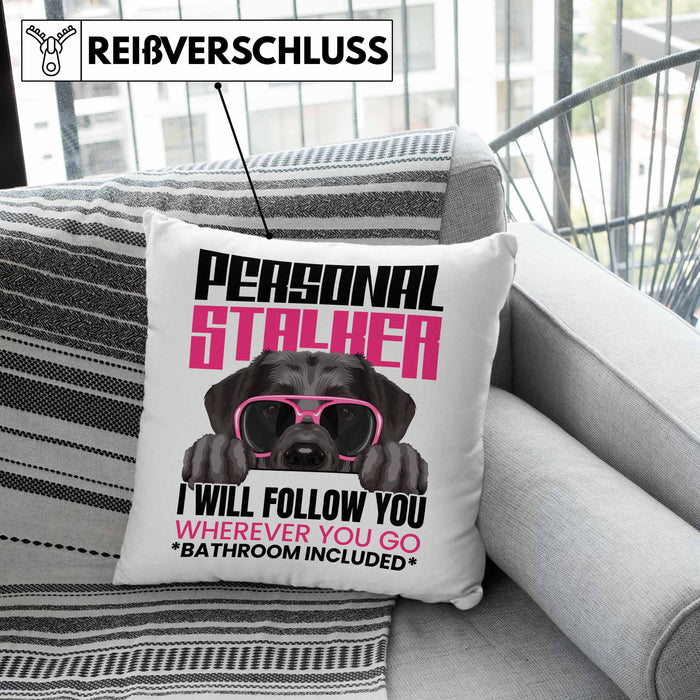 Labrador Besitzerin Kissen mit Füllung 40x40 Geschenk Lustiger Spruch Geschenkidee Personal Stalker (Grau) Grün Trendation