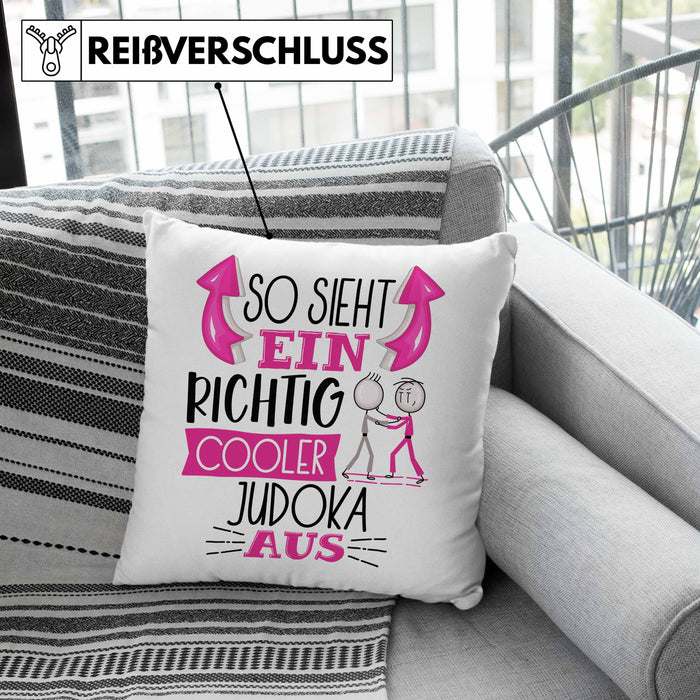 Judoka Kissen mit Füllung 40x40 Geschenk So Sieht Ein Richtig Cooler Judoka Aus Geschenkidee Spruch Lustig (Grau) Rosa Trendation