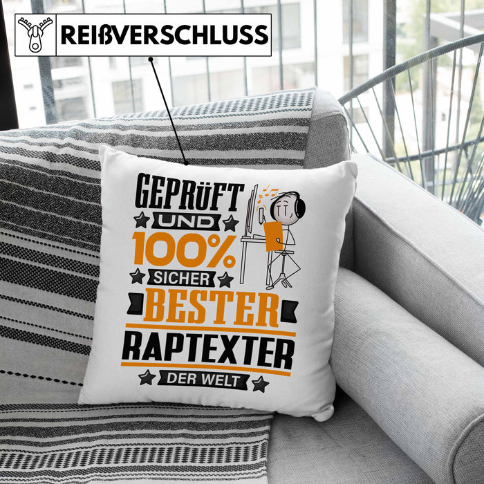 Raptexter Geschenk Lustiger Spruch für Raptexter Geschenkidee Bester Raptexter Der WeltKissen mit Füllung 40x40 (Grau) Grün Trendation