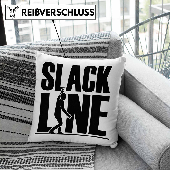Lustige Kissen mit Füllung 40x40 für Slackliner Geschenk Slackline (Grau) Blau Trendation
