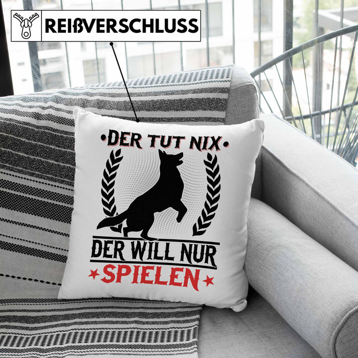 Hund Kissen mit Füllung 40x40 Geschenk Hunde-Besitzer Geschenkidee (Grau) Grün Trendation