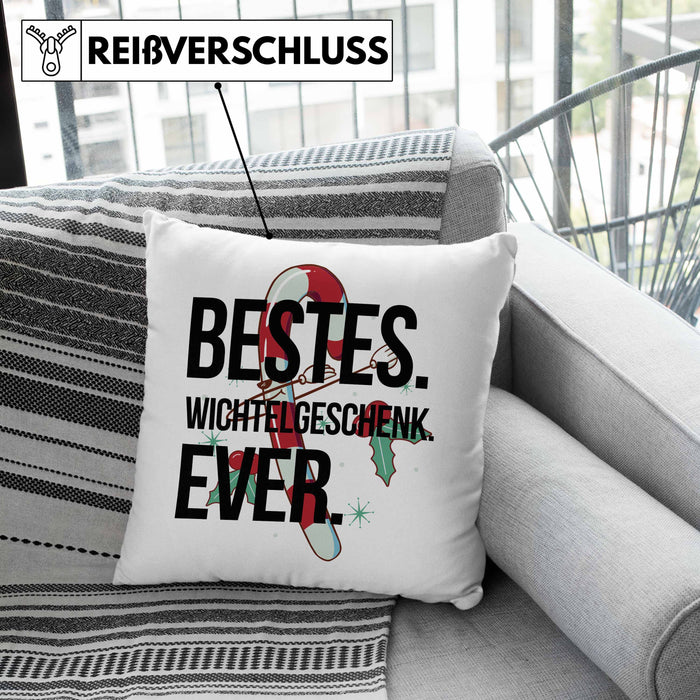 Schrott-Wichtelgeschenk für Frauen Kollegen Geschenk Wichteln Weihnachten Bestes Wichtelgeschenk Ever geschenkidee SchrottwichtelnKissen mit Füllung 40x40 (Grau) Rosa Trendation