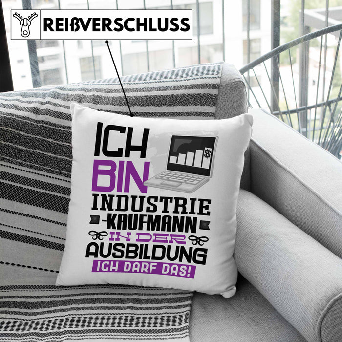 Industriekaufmann Ausbildung Kissen mit Füllung 40x40 Geschenk Ich Bin Industriekaufmann In Der Ausbildung Ich Darf Das Geschenkidee Spruch (Grau) Blau Trendation