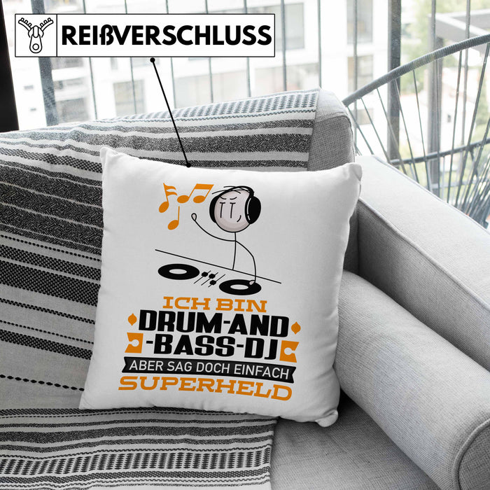 Drum-and-Bass-DJ Geschenk Kissen mit Füllung 40x40 Ich Bin Drum-and-Bass-DJ Aber Sag Doch Einfach Superheld Lustige Geschenkdiee für Drum-and-Bass-DJ (Grau) Grau Trendation