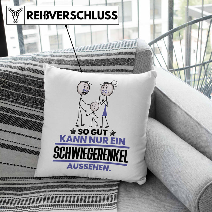 Schwiegerenkel Geschenk Kissen mit Füllung 40x40 So Gut Kann Nur Ein Schwiegerenkel Aussehen Geschenkidee (Grau) Grau Trendation