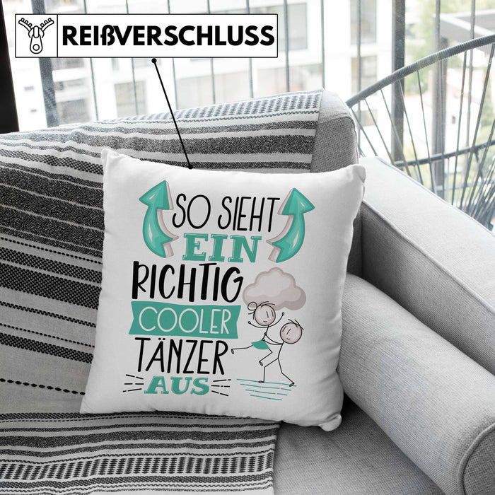 Tänzer Kissen mit Füllung 40x40 Geschenk So Sieht Ein RIchtig Cooler Tänzer Aus Geschenkidee Lustiger Spruch Geburtstag Tanzlehrer (Grau) Grau Trendation