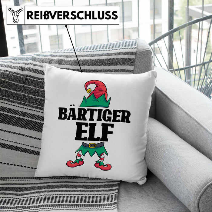 Bart Kissen mit Füllung 40x40 Geschenk Lustiger Spruch Bartträger Bärtiger Elf Geschenkidee Geburtstag (Grau) Blau Trendation