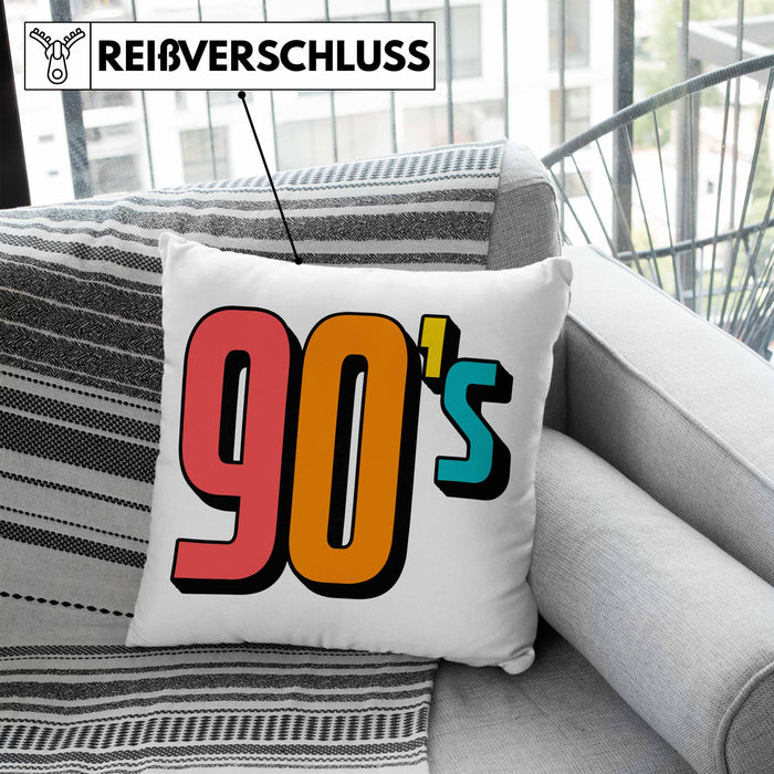 90er Jahre Kissen mit Füllung 40x40 "90's" - Retro Geschenk für Nostalgiker (Grau) Blau Trendation