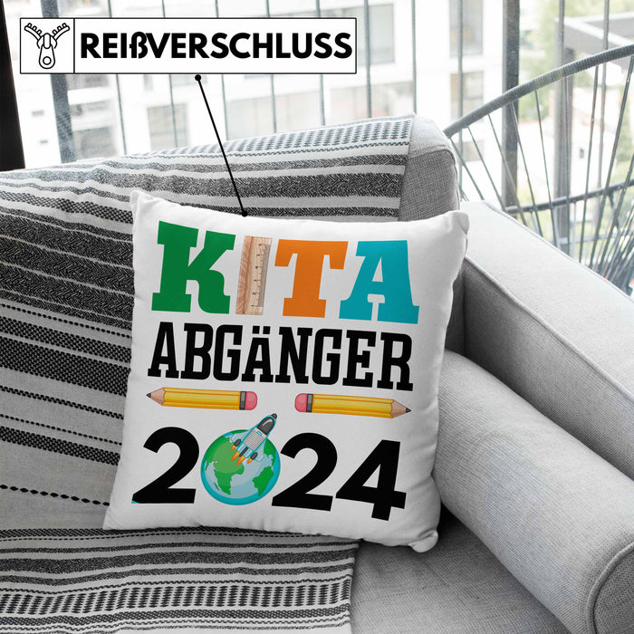 Einschulung Junge Mädchen Geschenk Schultüte Füllung Kissen mit Füllung 40x40 Schulstart 1. Schultag Schuleinführung Schulanfang Geschenkidee 2024 Schulkind (Grau) Blau Trendation