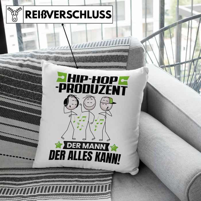 Hip-Hop-Produzent Kissen mit Füllung 40x40 Geschenk für Hip-Hop-Produzent Der Mann Der Alles Kann Geschenkidee zum Geburtstag (Grau) Rosa Trendation