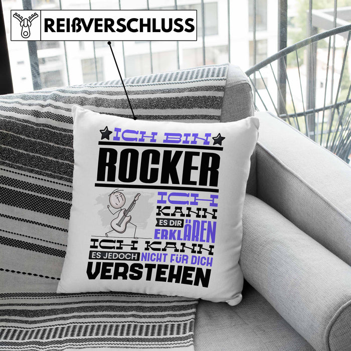 Rocker Geschenk Kaffee-Kissen mit Füllung 40x40 Geschenkidee für Rocker Ich Bin Rocker Ich Kann Es Dir Erklären Jedoch Nicht Für Dich Verstehen Spruch Lustig (Grau) Grün Trendation
