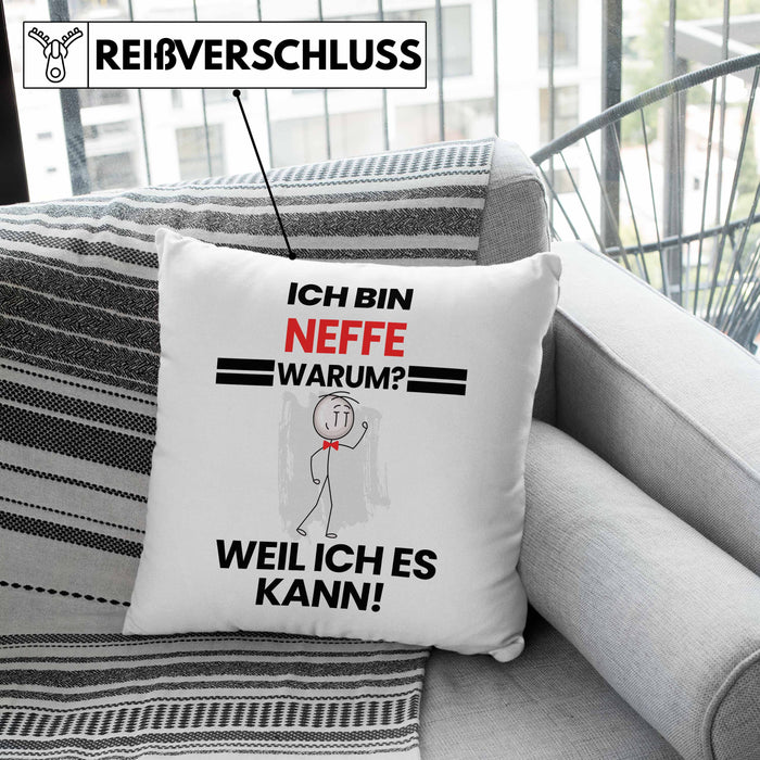 Neffe Geschenk Kissen mit Füllung 40x40 Lustiger Spruch Ich Bin Neffe Warum Weil Ich Es Kann Geschenkidee Bester Neffe Geburtstag (Grau) Rosa Trendation