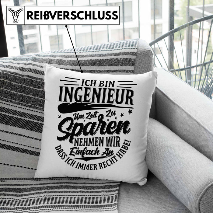 Ingenieur Kissen mit Füllung 40x40 Geschenk Geschenkidee Sprüche Ingenieurswesen Geschenkidee Spruch (Grau) Rosa Trendation