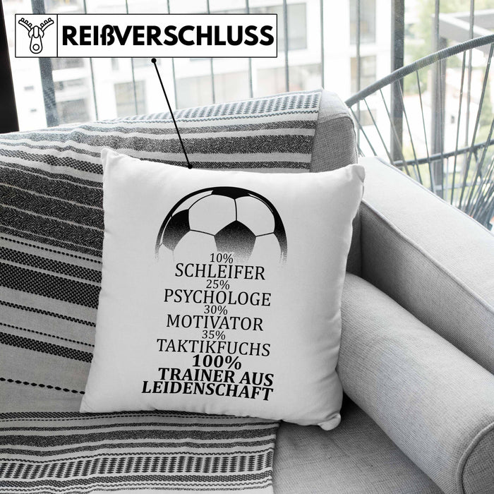 Fußballtrainer Kissen mit Füllung 40x40 Spruch Trainer Aus Leidenschaft Fußballcoach (Grau) Grau Trendation