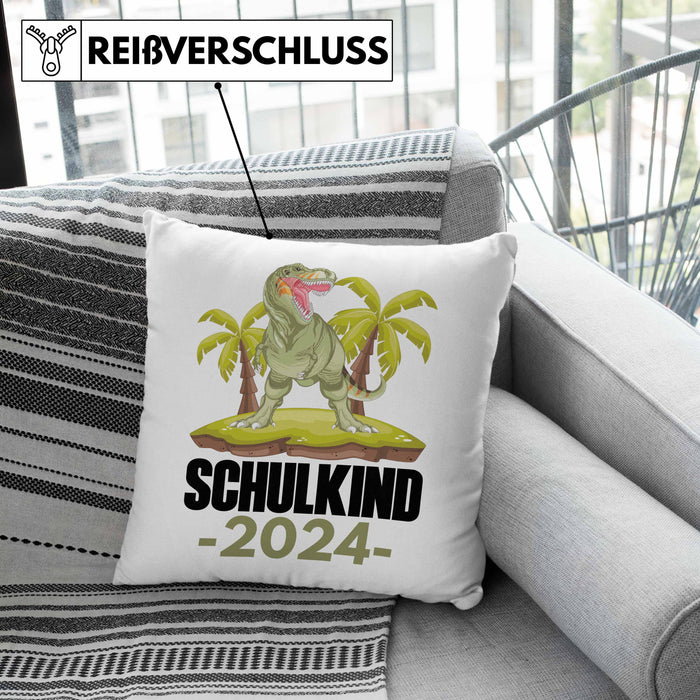 Einschulung Junge Geschenk für Schultüte Füllung Kissen mit Füllung 40x40 Schulstart 1 Schultag Schuleinführung Schulanfang Geschenkidee Schulkind Jungs 2024 (Grau) Rosa Trendation