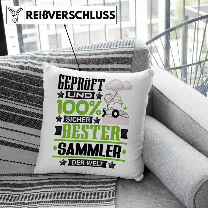 Sammler Geschenk Lustiger Spruch für Sammler Geschenkidee Bester Sammler Der WeltKissen mit Füllung 40x40 (Grau) Grau Trendation