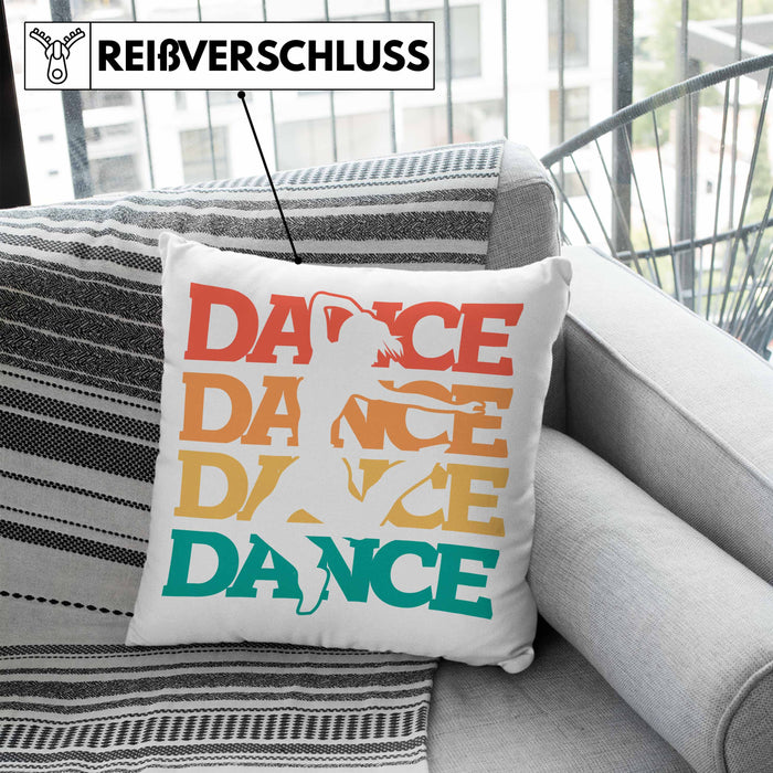 Lustige Tänzer Kissen mit Füllung 40x40 Geschenk für Tanzbegeisterte Tanzlehrer Grafik Dance (Grau) Blau Trendation
