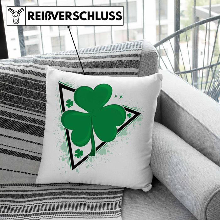 St Patricks Day Kissen mit Füllung 40x40 Kleeblatt Irisch Irland Geschenkidee (Grau) Rosa Trendation