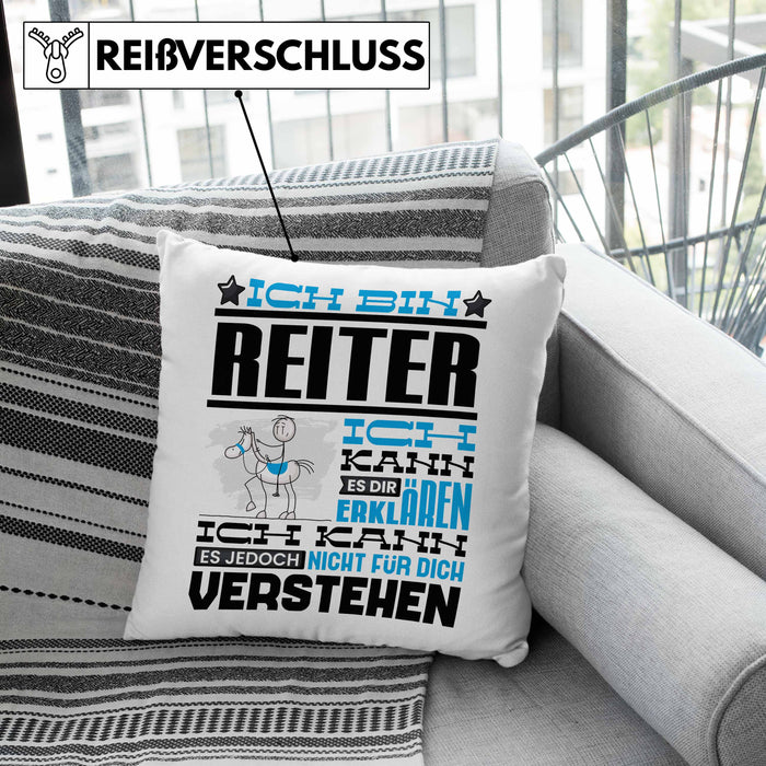 Reiter Geschenk Kaffee-Kissen mit Füllung 40x40 Geschenkidee für Reiter Ich Bin Reiter Ich Kann Es Dir Erklären Jedoch Nicht Für Dich Verstehen Spruch Lustig (Grau) Grau Trendation