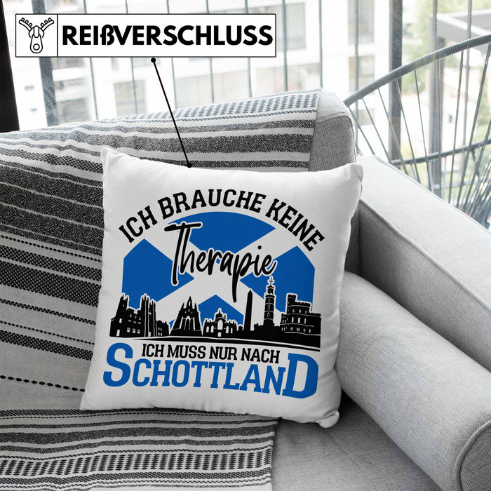Kissen mit Füllung 40x40 Schottland Urlaub Geschenk für Schottland Fans Ich Brauche Keine Therapie (Grau) Blau Trendation